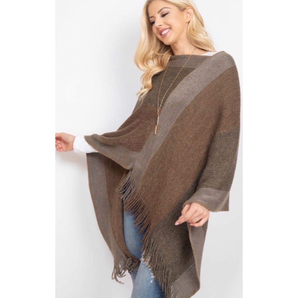 1 LEFT! Soft Fringe Women’s Fall Poncho - Picture 5 of 10